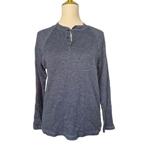 Faherty Cloud Cotton‎ Henley Long Sleeve Shirt Blue Men's Medium Pima Cotton
